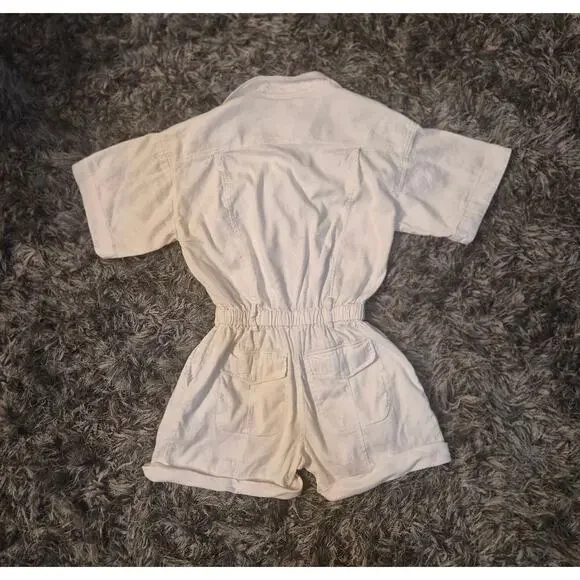 Frame Arie Utility Linen-Blend Romper - Picture 7 of 9